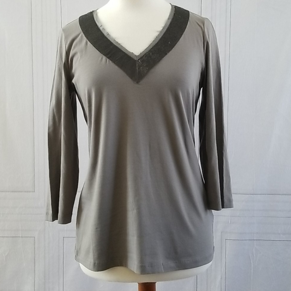 Chico's Sequin V Neck